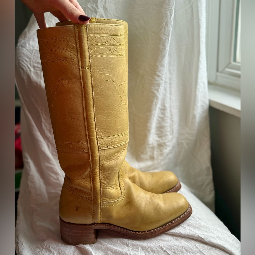 FRYE Campus Stitching Horse Leather Boots, Pull On Knee High